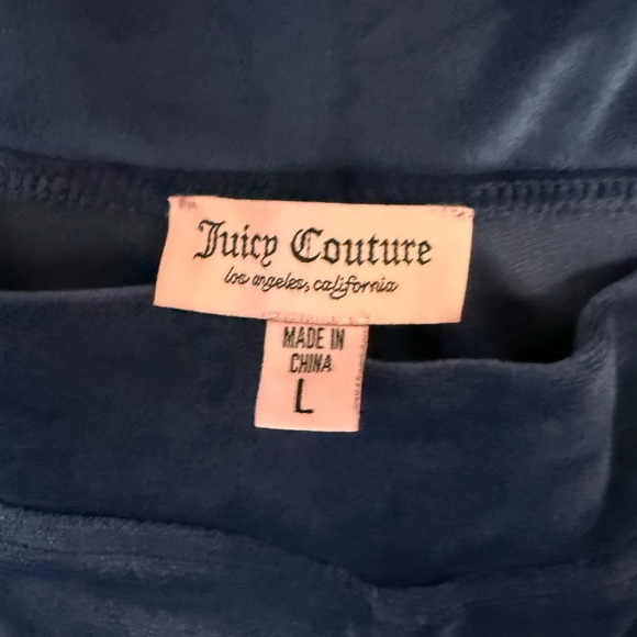 Juicy Couture Velour Track Pants Navy Blue Bling Logo NWT Large - Picture 11 of 15